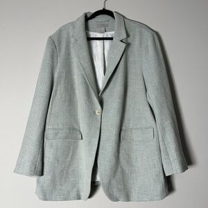 H&M Tweed Womens Sz XXL Green Lined One Button Blazer
